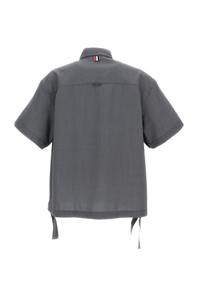 Thom Browne Gray Wool Short-Sleeve Oversize Shirt