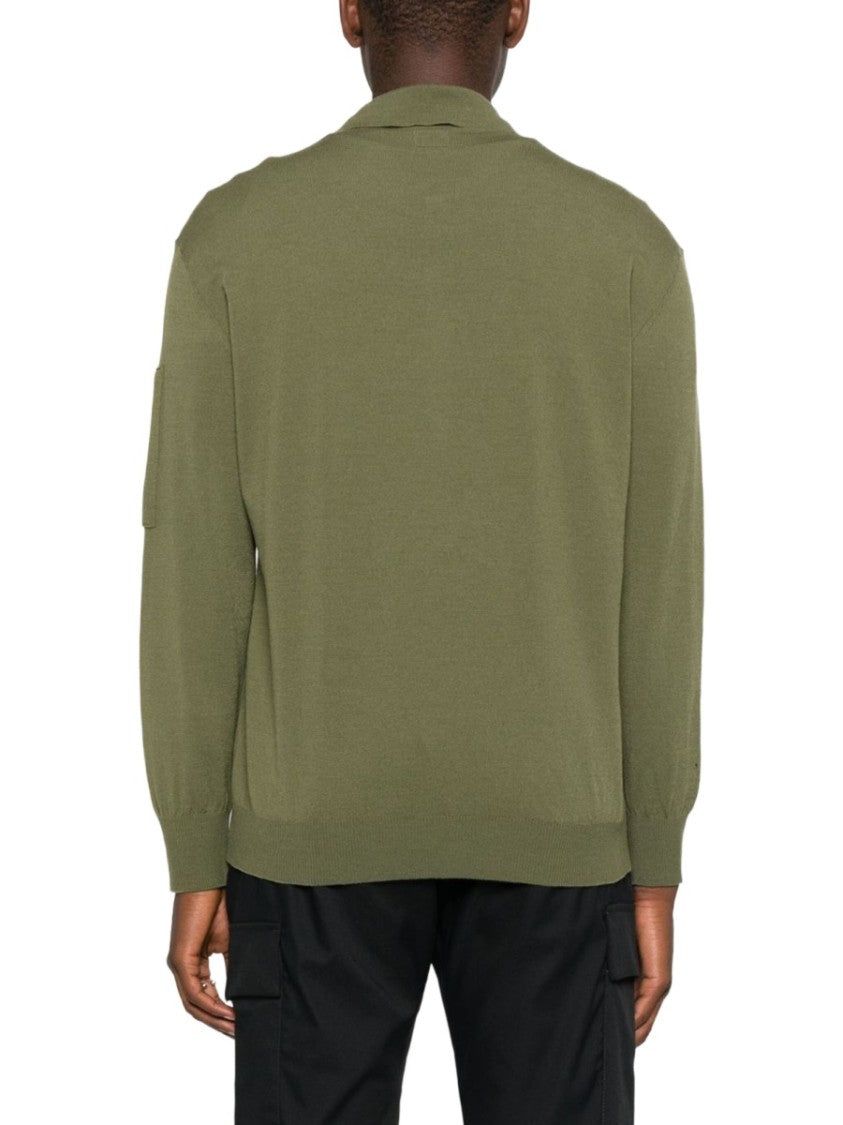 C.P. Company Grey Long-Sleeved Wool Polo Shirt
