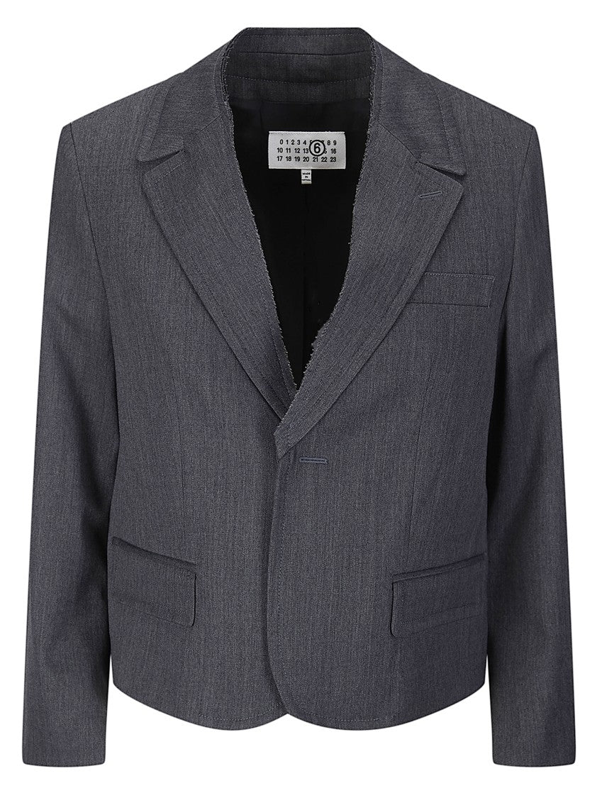 Mm6 By Maison Margiela Short Tailored Jacket With Raw-Cut Collar
