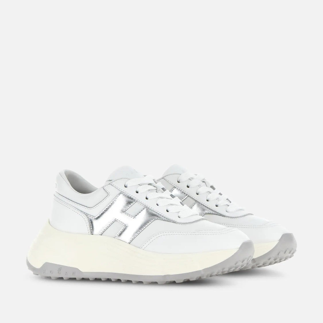 Hogan Lace-Up Sneakers With Metallic Accents
