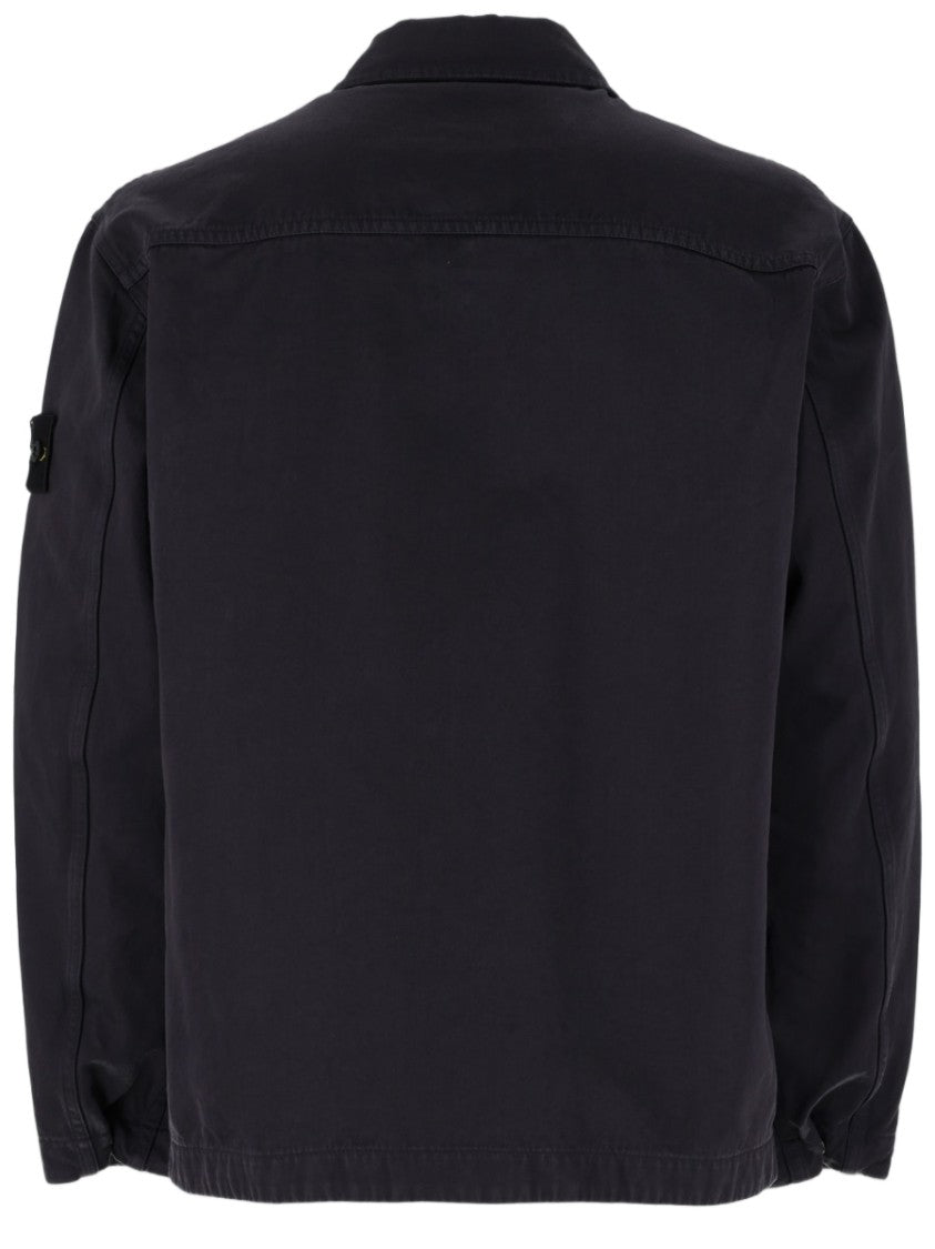 Stone Island Boxy Cotton Twill Classic Collar Overshirt