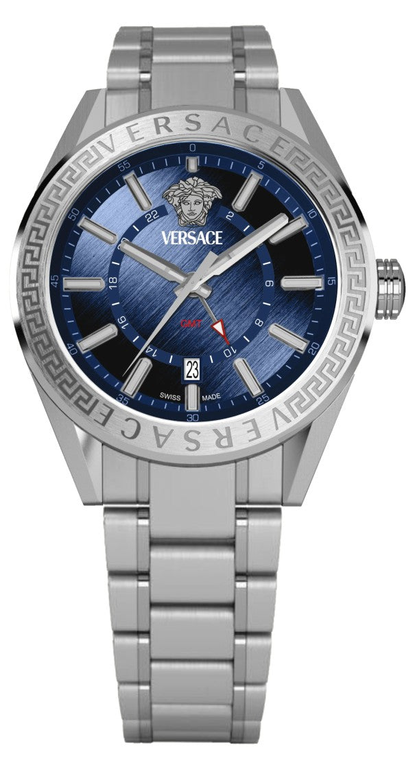 Versace Versace V-Code Gmt 42Mm Stainless Steel Watch