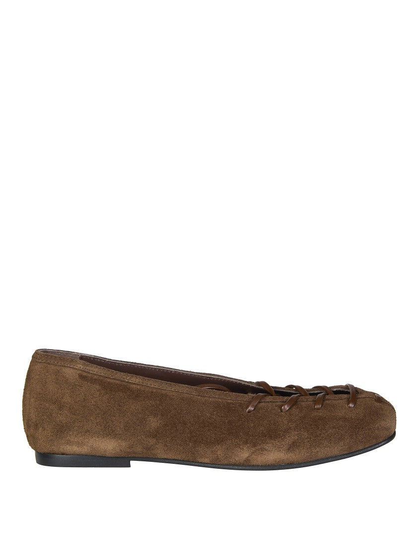 Alohas Bumi Suede Pointed Lace Up Flats
