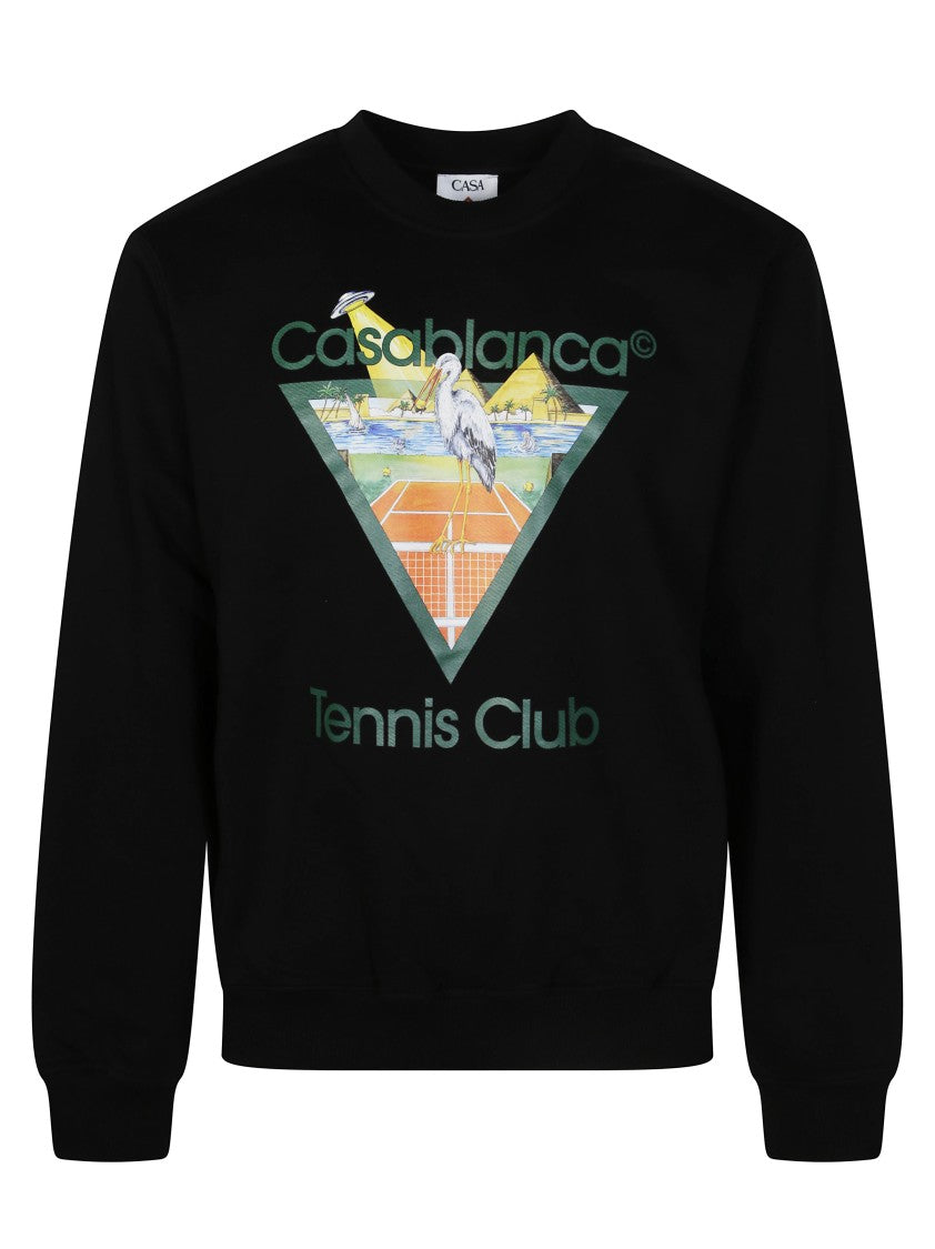 Casablanca Graphic Print Black Sweatshirt With Ribbed Details