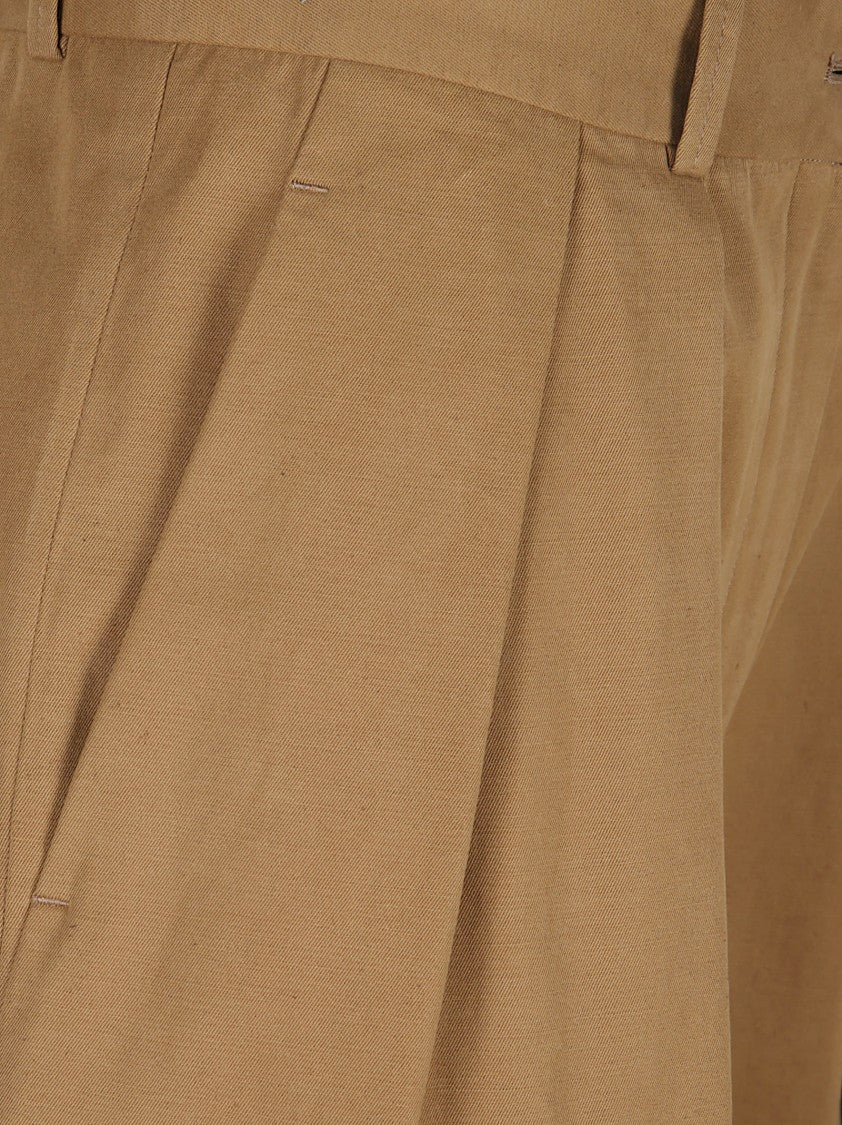 The Row High-Waisted Brown Pants With Relaxed Fit And Pleated Details