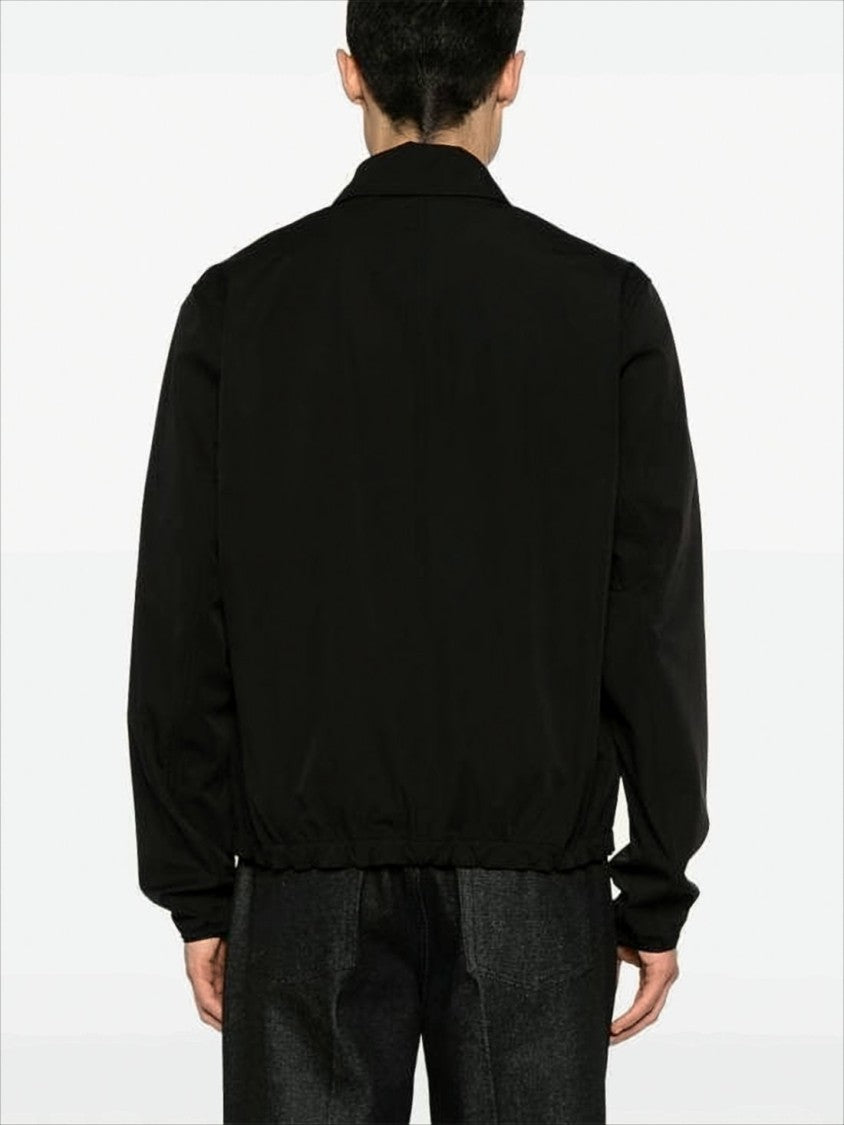 Moncler Minimalist Black Bomber Jacket With Elastic Details