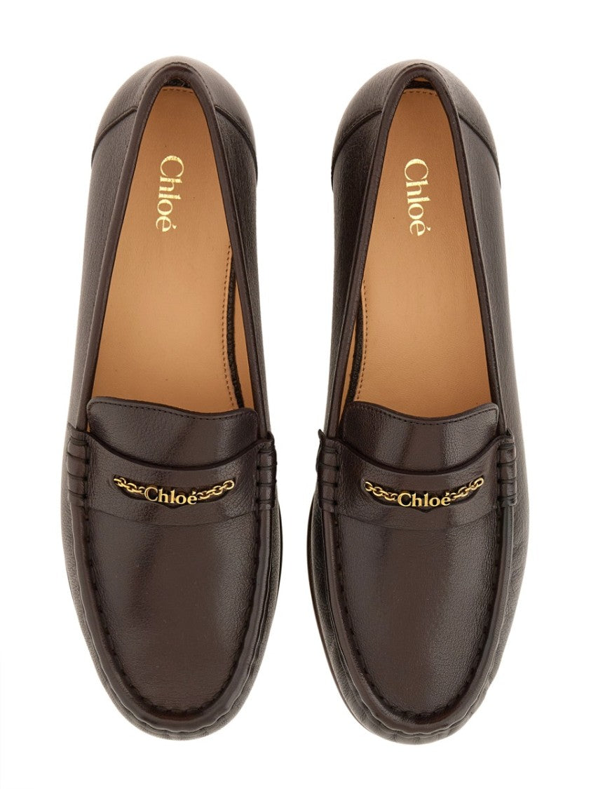 Chloé Chain Leather Moccasin Loafers