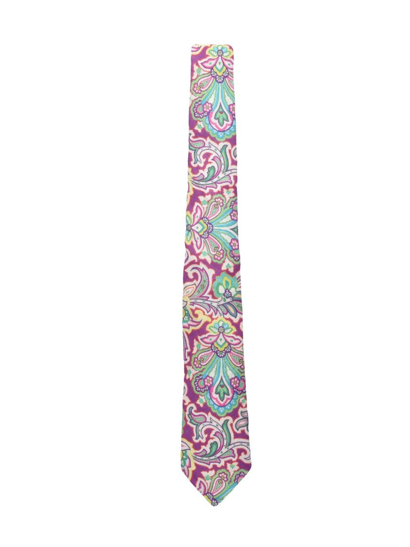Etro Vibrant Paisley Pattern Linen Tie