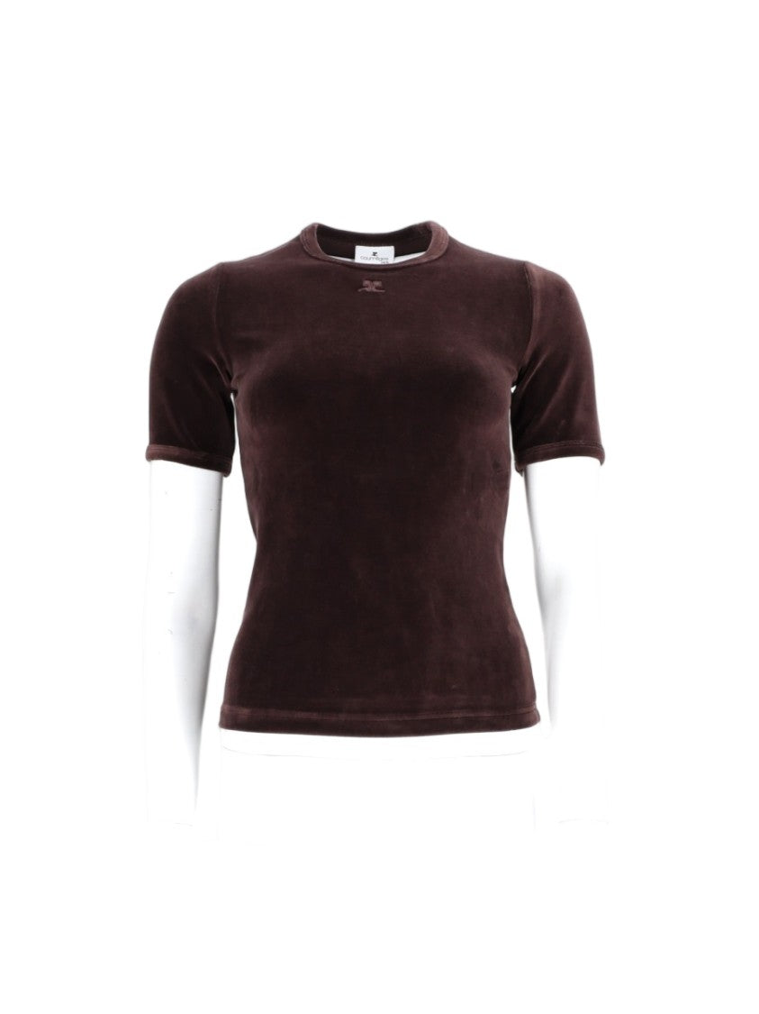 Courrèges Velvet-Texture Fitted Cotton T-Shirt