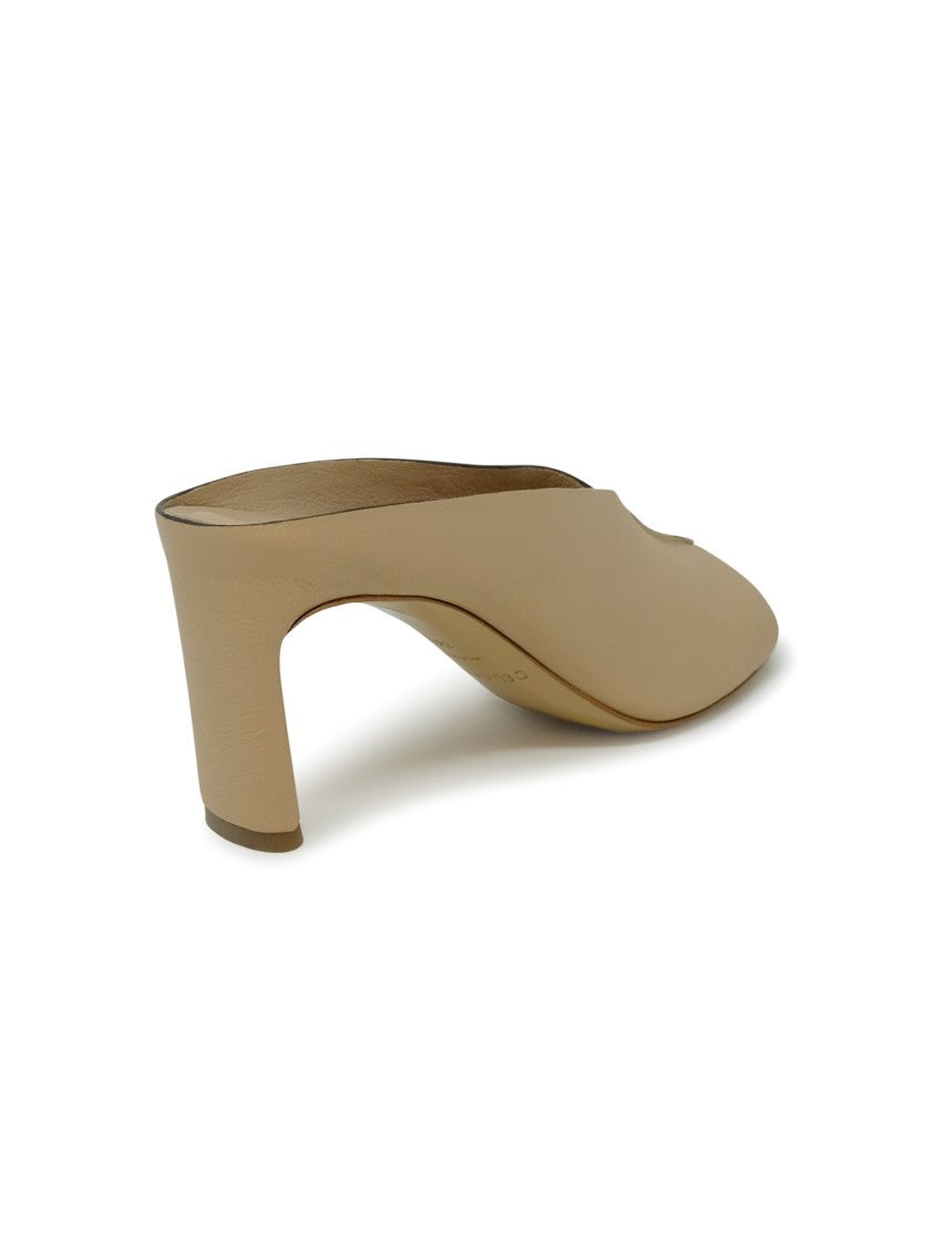 Roberto Del Carlo Beige Leather Sabot Sandals