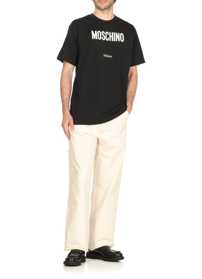 Moschino Contrasting Logo Black Cotton T-Shirt