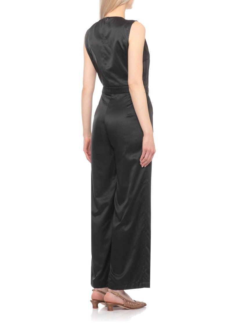 Kangra Tailored Black Jumpsuit With V-Neckline And Side Zip Fastening