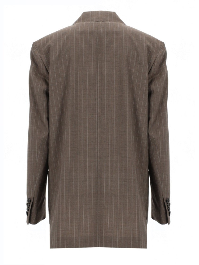 Max Mara Double-Breasted Blazer With Structured Silhouette And Pinstripe Detail