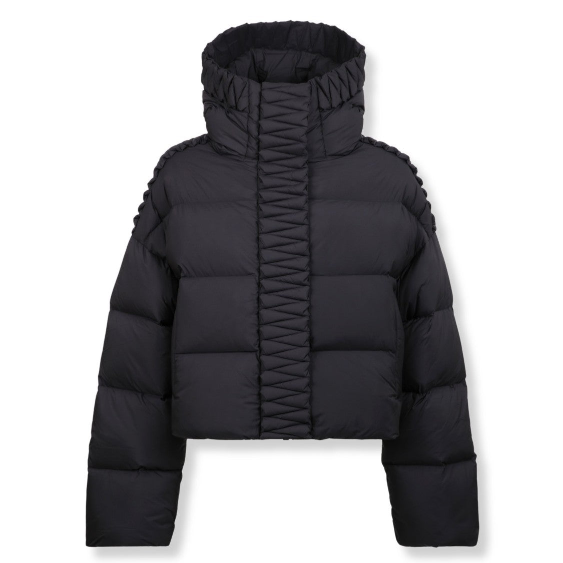 Raxxy Oversized Nylon Puffer Jacket With Geometric Detailing