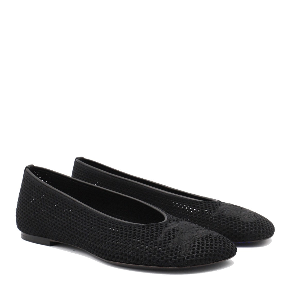 Burberry Black Leather Frontal Logo Flats