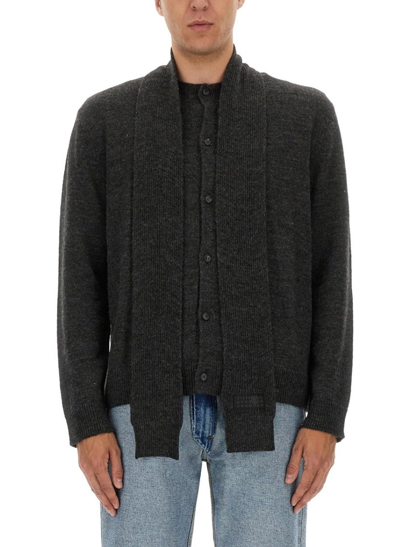 Mm6 By Maison Margiela Button-Up Wool Cardigan With Shawl Collar