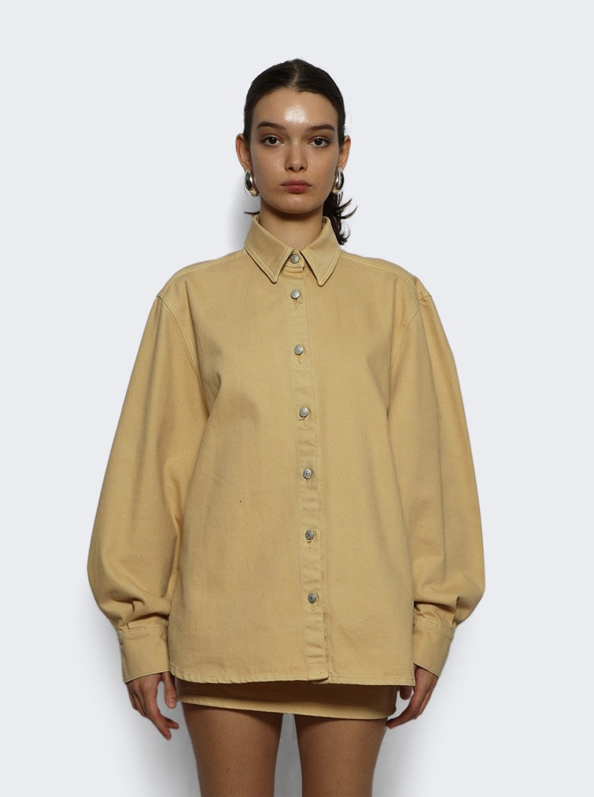 Magda Butrym Long Sleeve Denim Shirt Beige