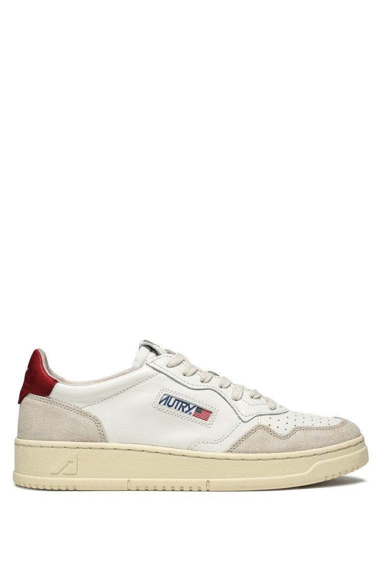 Autry White Medalist Red Trim Sneakers