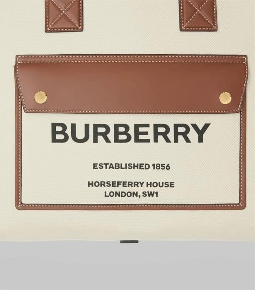 Burberry Structured Rectangular Canvas Shoulder Bag