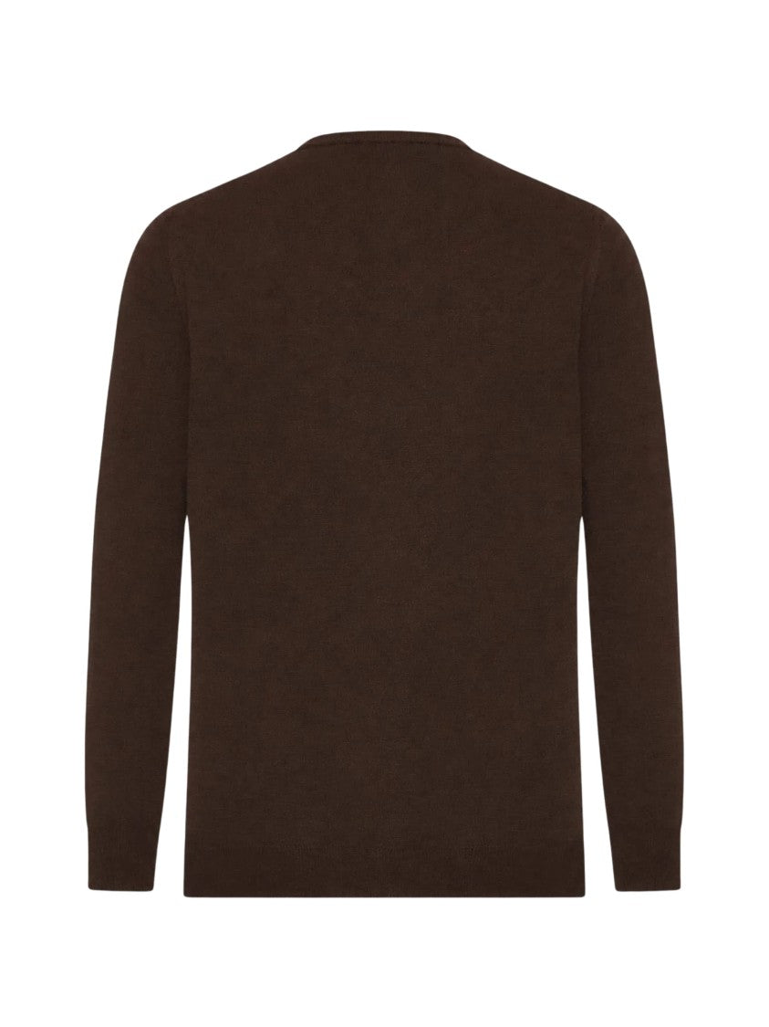 Zanone Brown Fine Knit Wool-Blend Crewneck Sweater