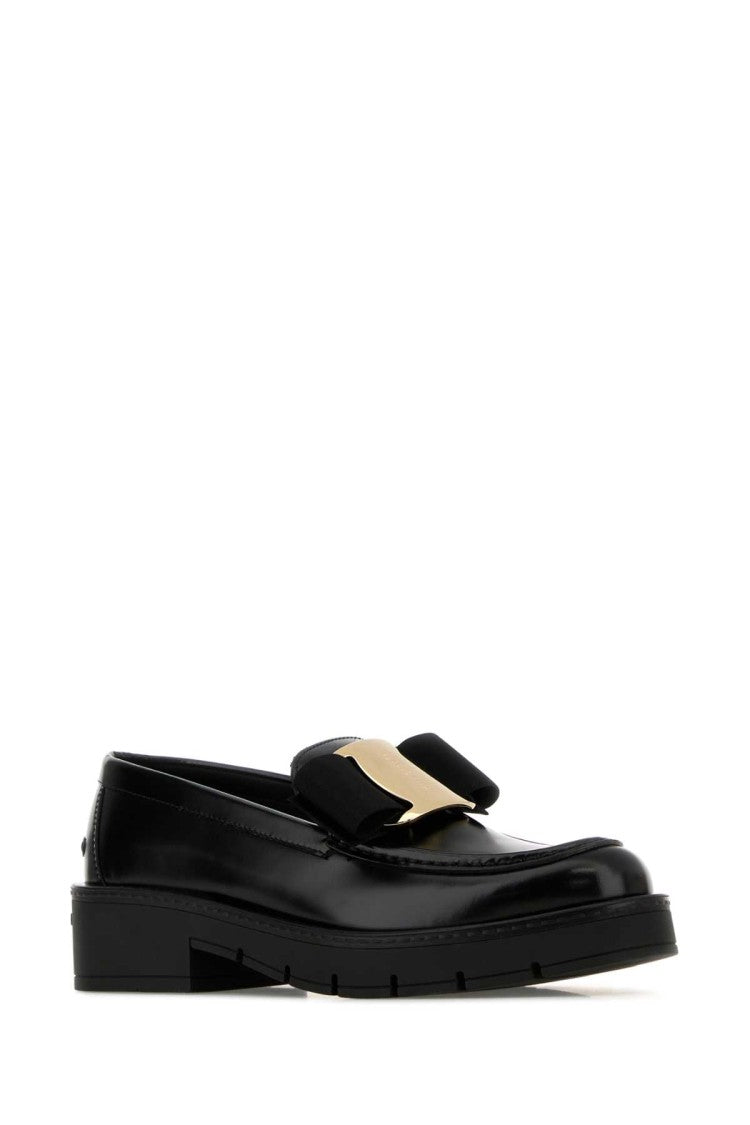 Salvatore Ferragamo Black Leather Mirty Loafers