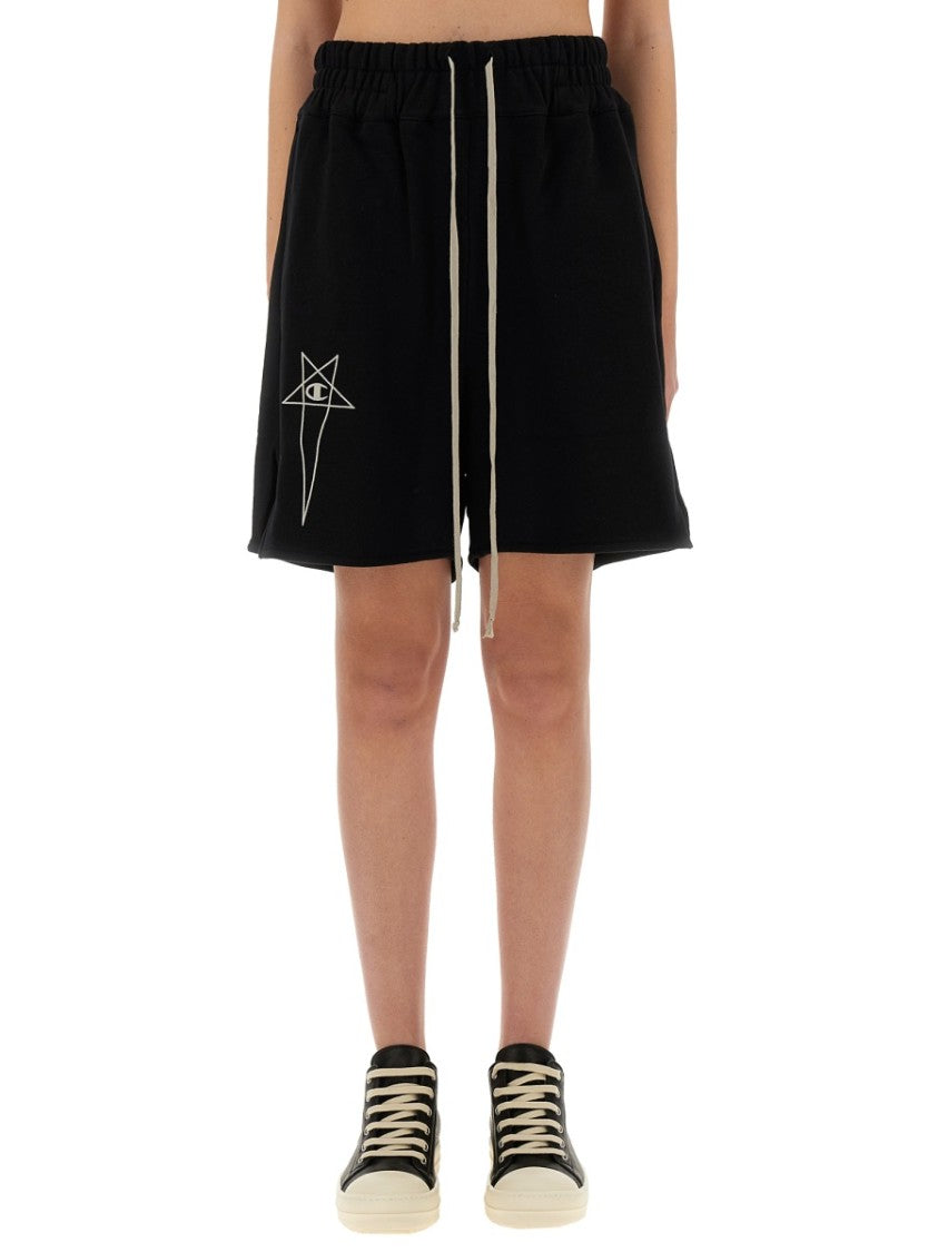 Champion X Rick Owens Relaxed Fit Black Cotton Shorts