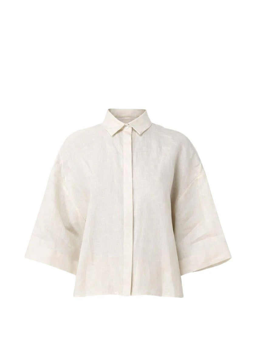 Max Mara Loose-Fitting Cropped Shirt With Classic Collar