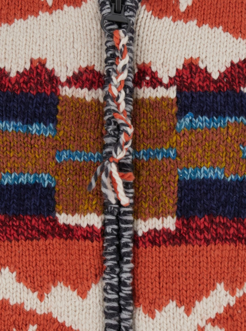 Frantic Multicolor Cardigan With Front Zip Closure