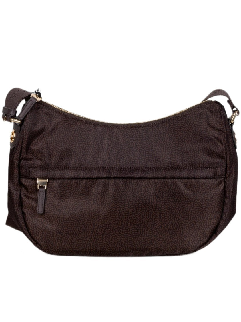 Borbonese Brown Luna Middle Textured Leather Shoulder Bag