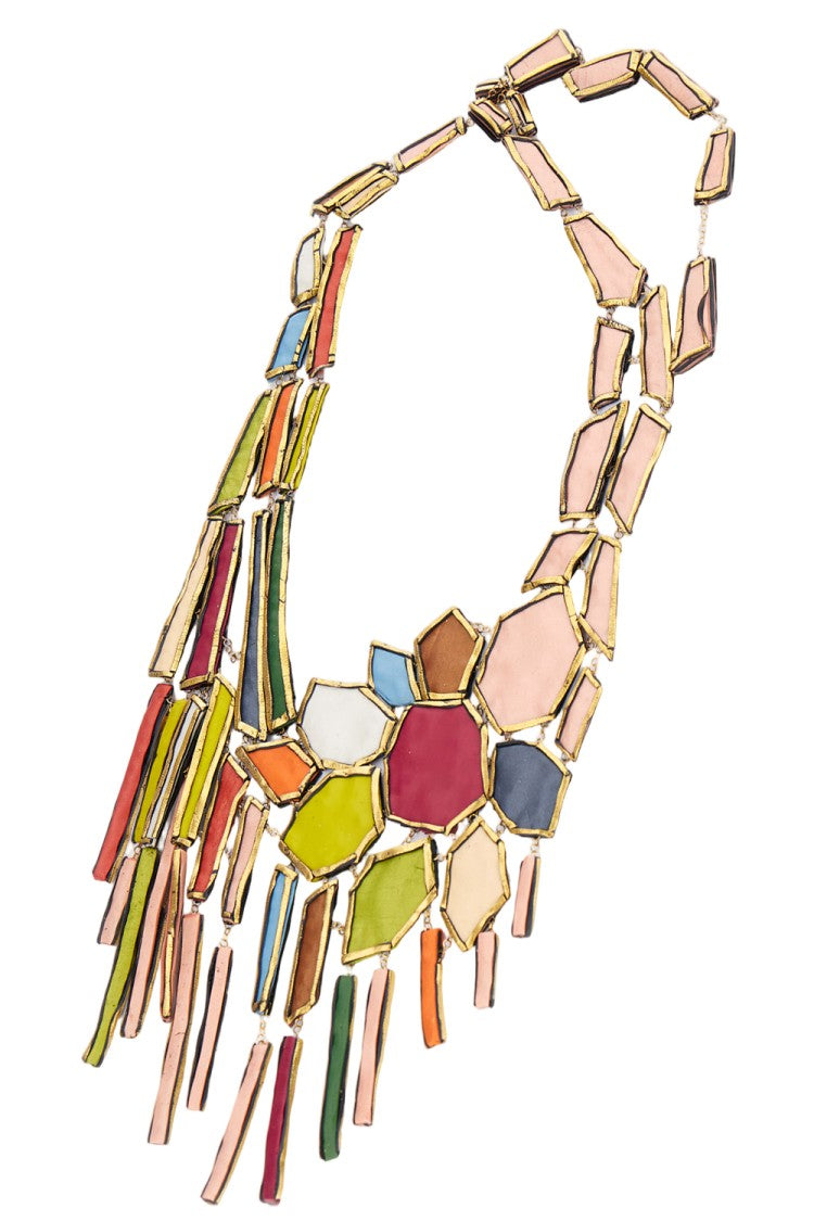 Gfw Multicolored Geometric Pendant Necklace With Gold-Tone Outlines