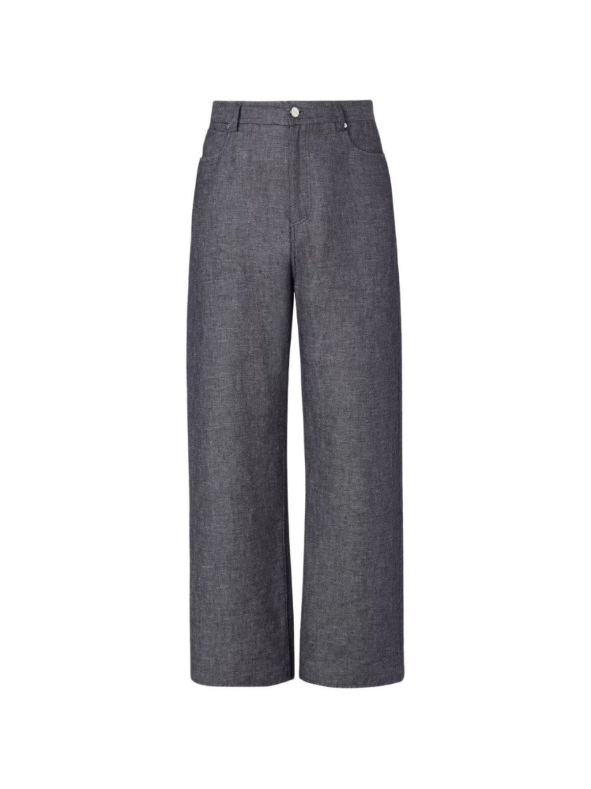 Fendi Straight-Cut Denim Trousers With Metal Accents