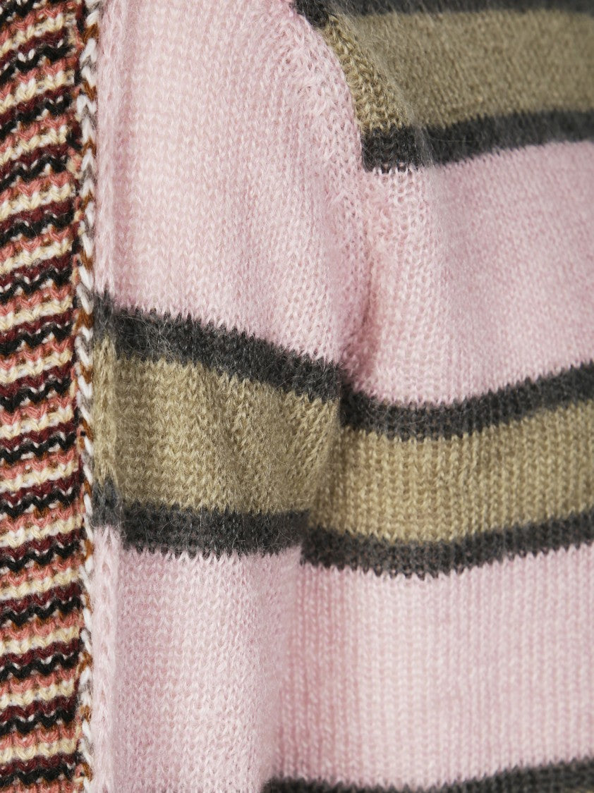 Marni Striped Knitted Sweater With Contrasting Patterns