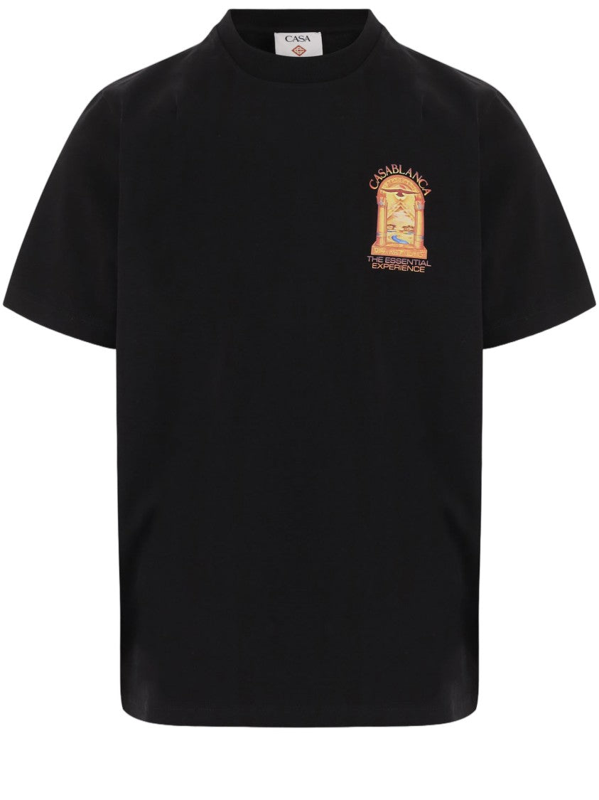 Casablanca Black Artistic Graphic Printed Organic Cotton T-Shirt