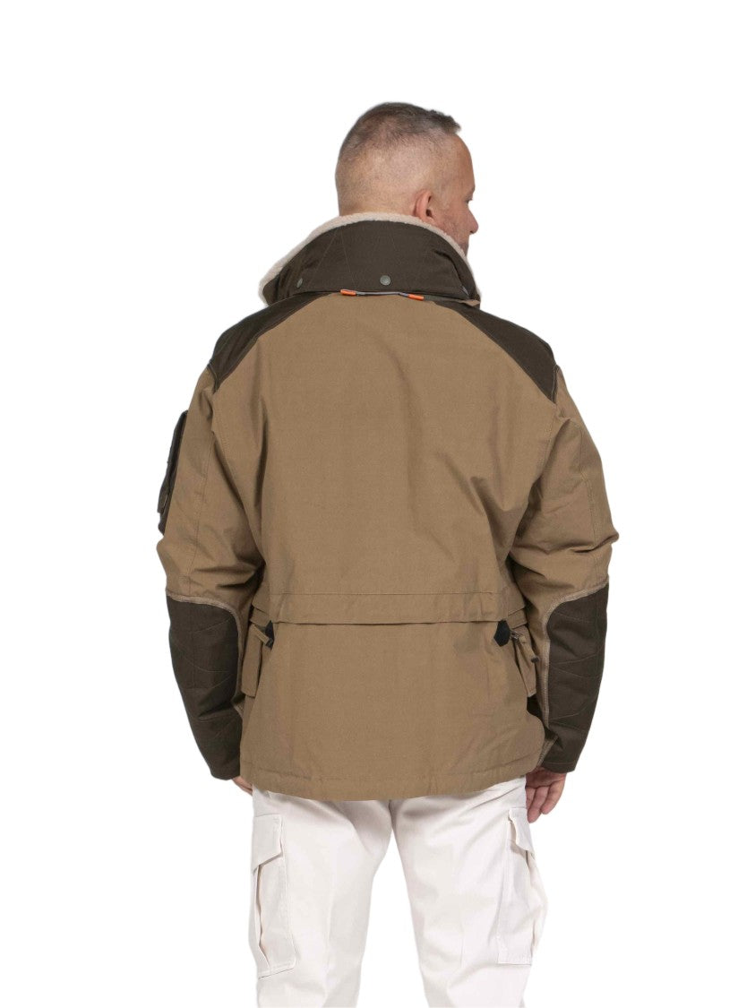 Pjs Parajumpers Sword Earth-Deep Moss Shearling-Lined Down Jacket