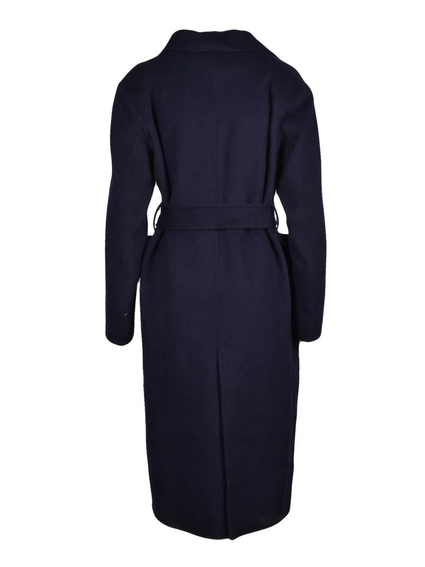 Add Long Wool Cashmere Coat With Defined Waist And Classic Collar