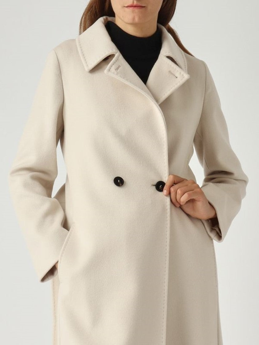 Max Mara Tailored Beige Short Coat With Belted Waist