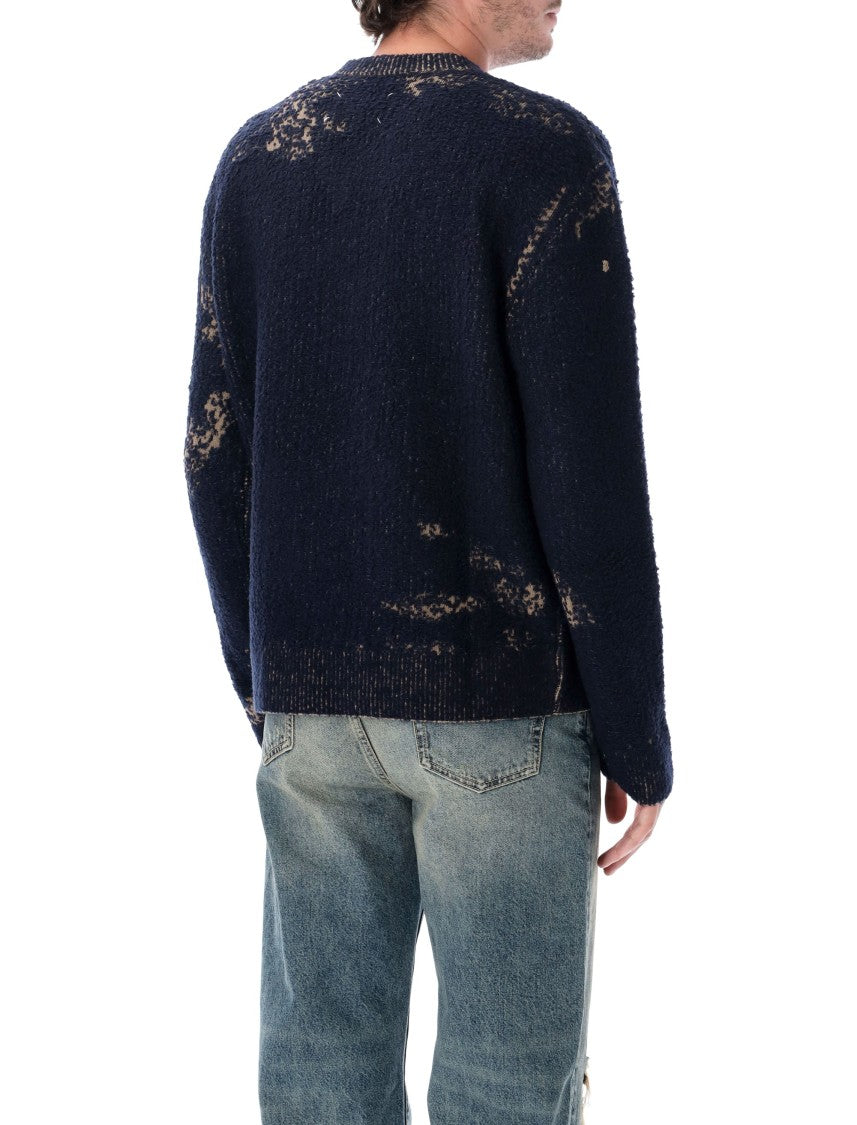 Maison Margiela Acid Knit Vintage Effect Cotton-Blend V-Neck Sweater