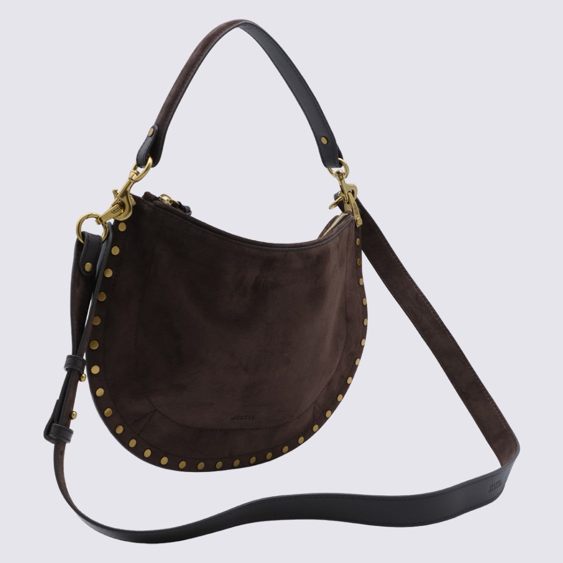 Isabel Marant Crescent-Shaped Suede Bag With Gold Accents