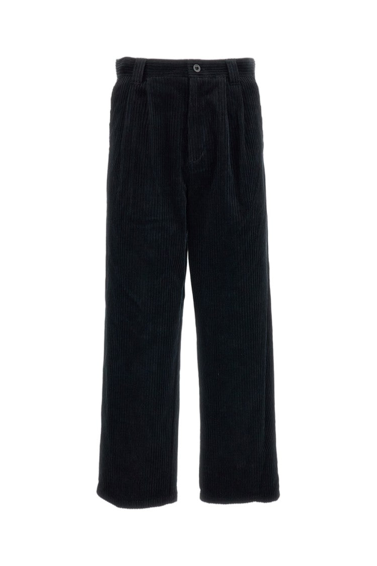 A.P.C. Black Pleated Tapered Cotton Corduroy Trousers