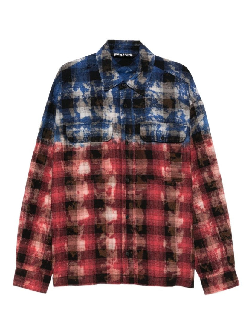 Palm Angels Stylish Checkered Casual Shirt With Gradient Effect
