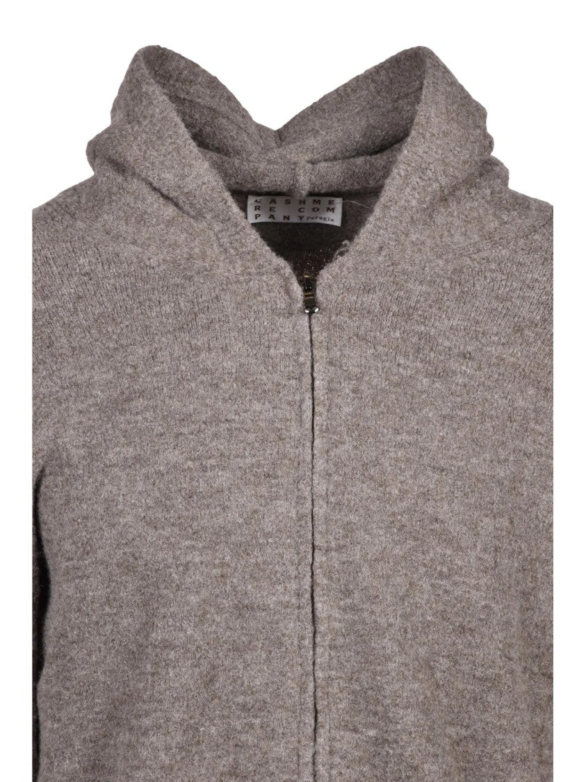 Cashmere Company P. Zip-Up Cardigan In Cashmere-Acrylic Blend With Hood