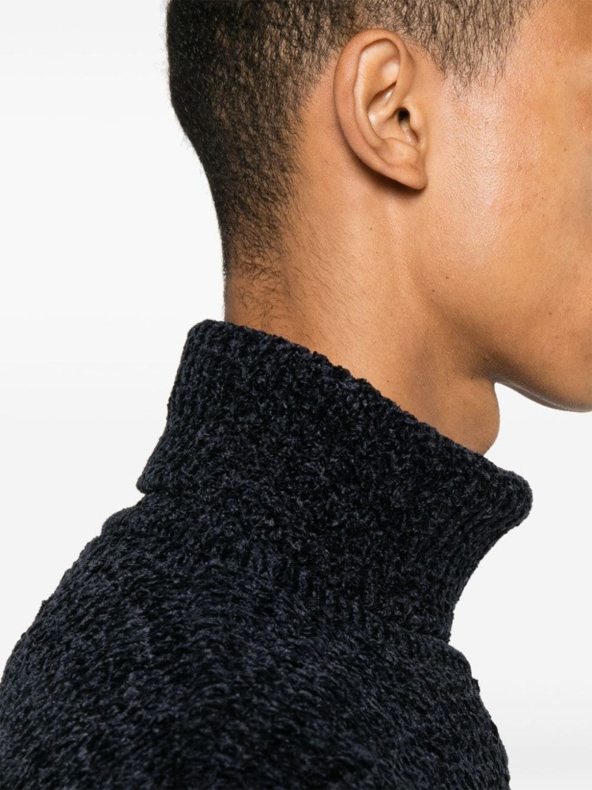 Givenchy Midnight Blue Chenille Roll Neck Sweater