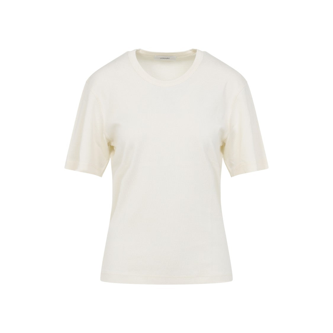 Lemaire Light Cream White Cotton Ribbed T-Shirt