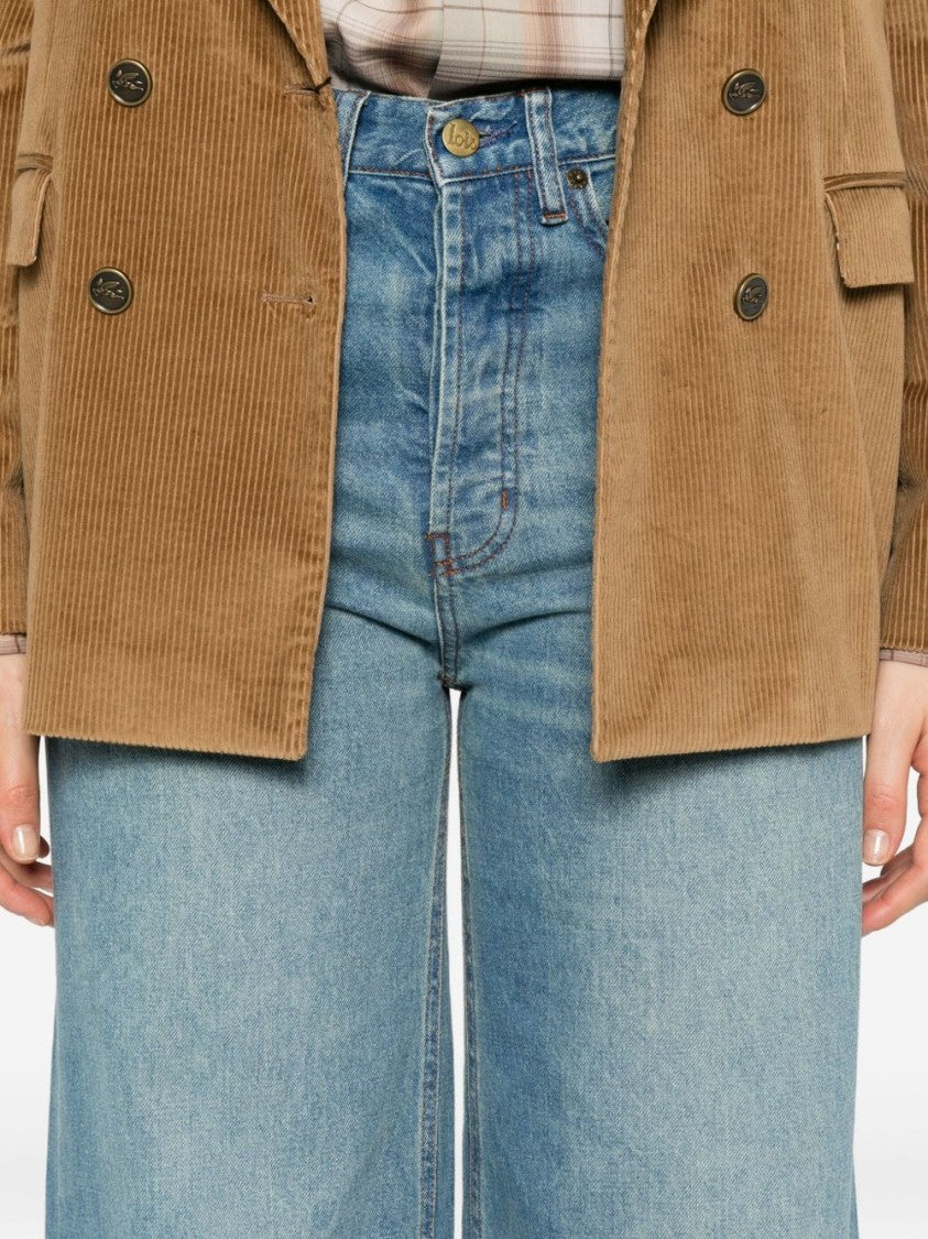 Iois Wide-Leg Blue Jeans With High Waist