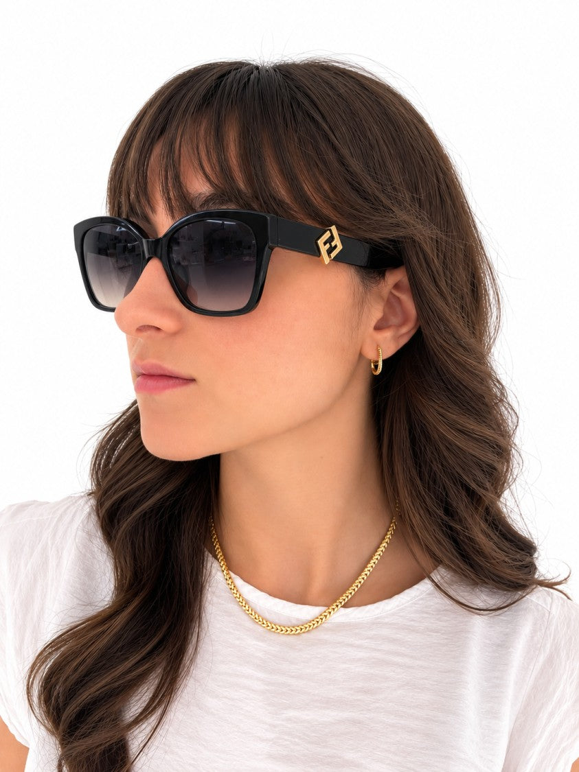 Fendi Black Ff Diamonds Fe40186i Acetate Cat-Eye Sunglasses