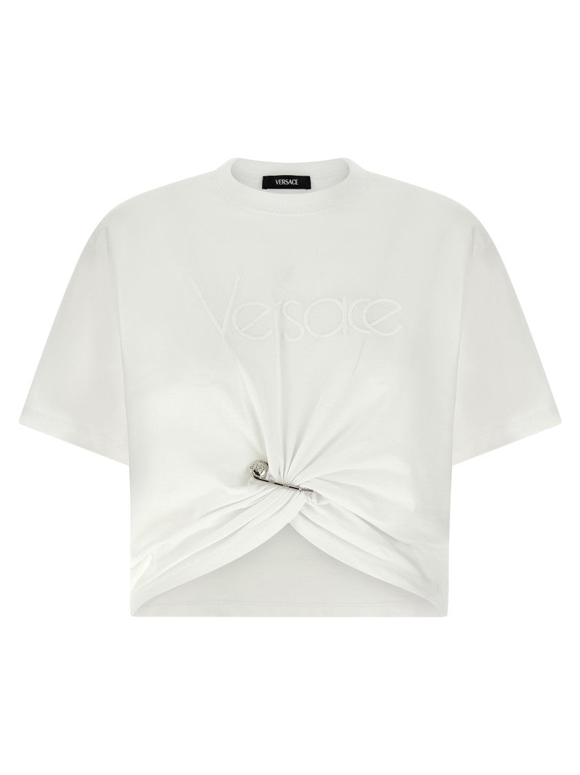 Versace Tone-On-Tone Embroidered Logo T-Shirt