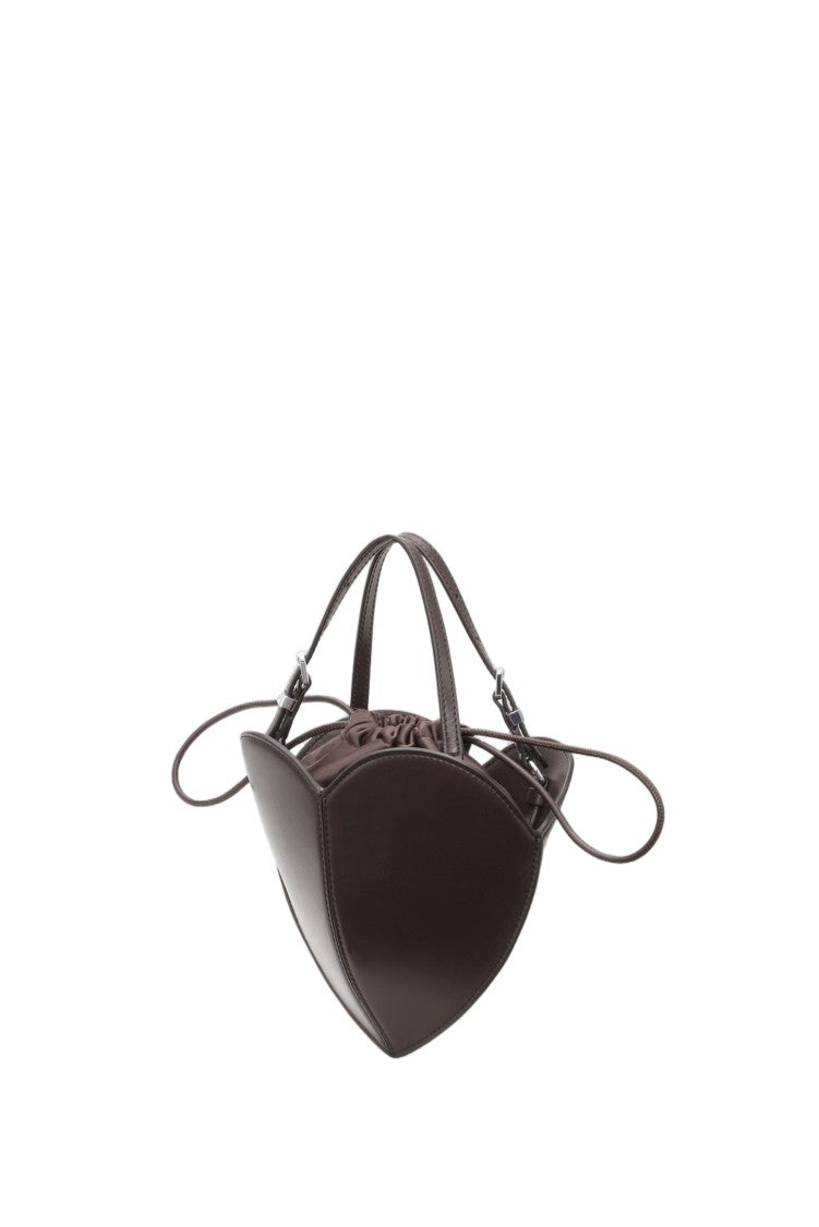 Rotate Brown Leather Adjustable-Handle Heart Shoulder Bag