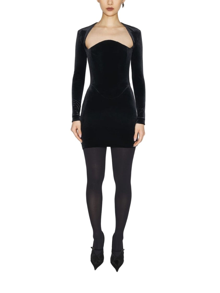 Mugler Black Long Sleeve Straight Hem Dress