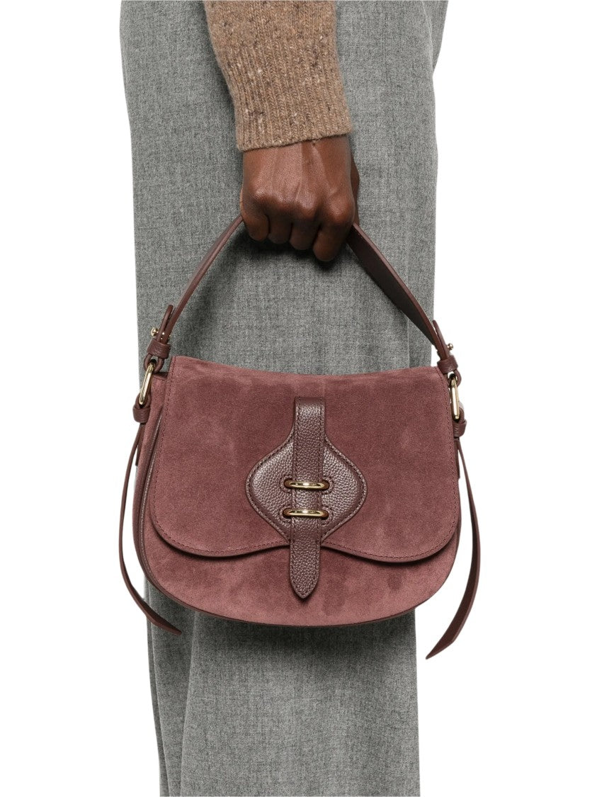 Coccinelle Mavery Suede Curved Suede Shoulder Bag
