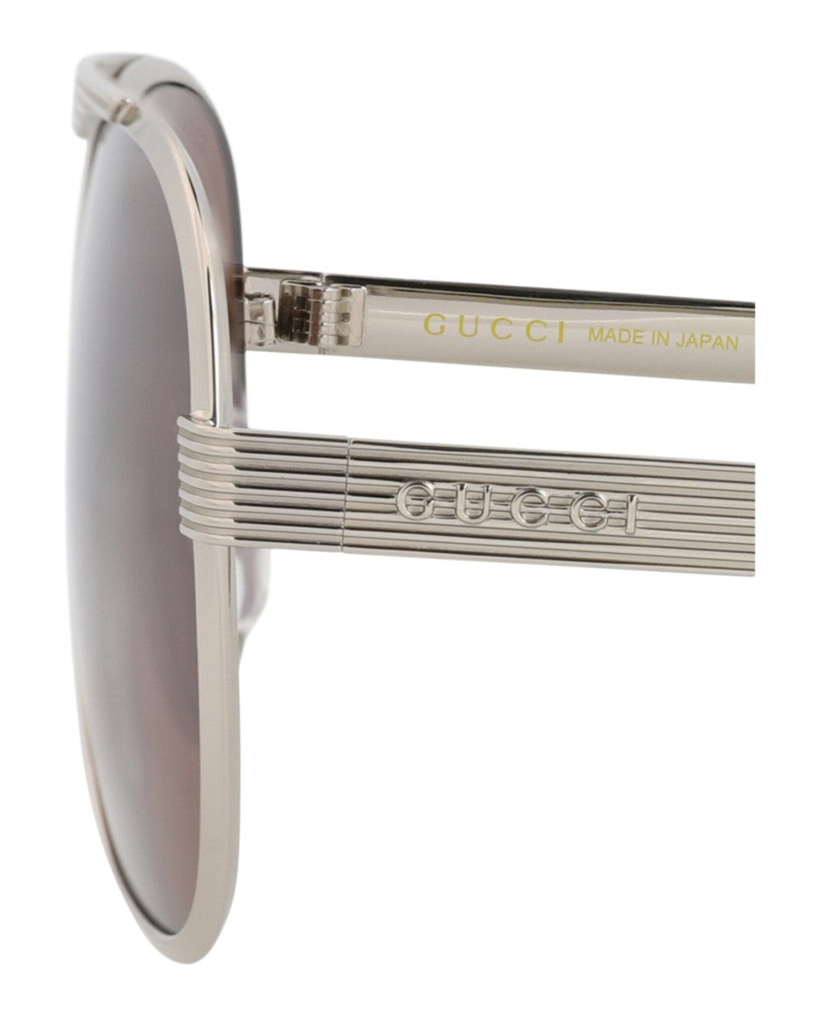 Gucci Aviator-Frame Metal Sunglasses